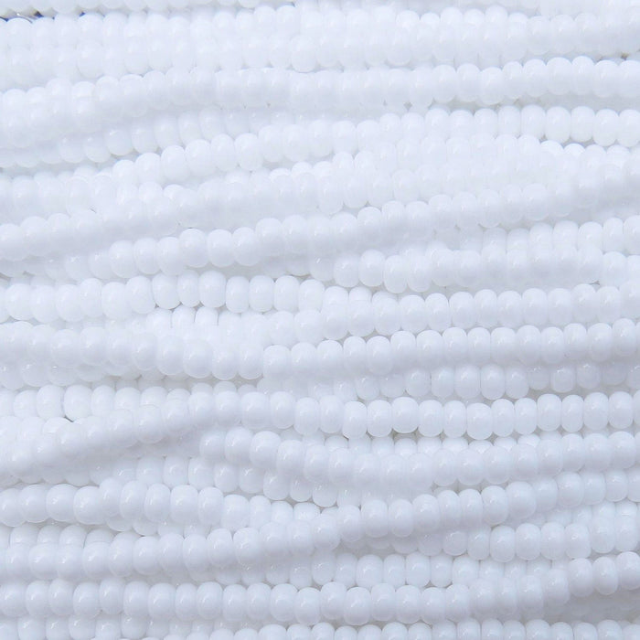 6/0 Opaque White Czech Glass Seed Bead Strand (CW98) SE - Beads and Babble