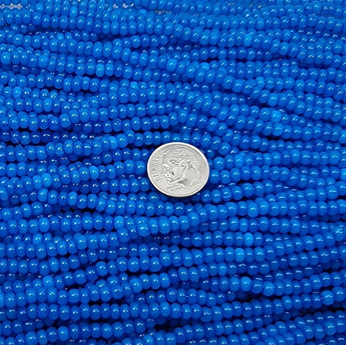 6/0 Silk Bright Blue Dyed Czech Glass Seed Bead Strand (6CW245) - Beads and Babble