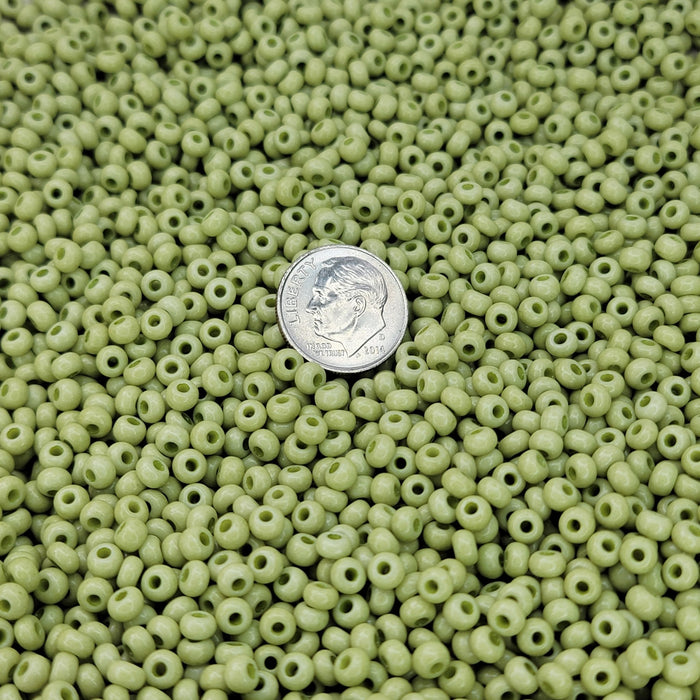 6/0 SOL GEL Dyed Opaque Celadon Green Czech Glass Seed Beads 20 Grams (6CS435) - Beads and BabbleBeads