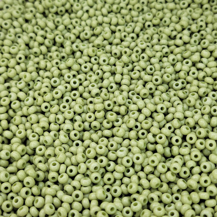 6/0 SOL GEL Dyed Opaque Celadon Green Czech Glass Seed Beads 20 Grams (6CS435) - Beads and BabbleBeads