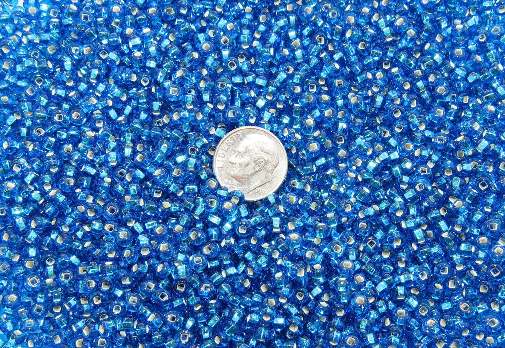 6/0 Transparent Dark Aqua Silver Lined Czech Glass Seed Beads 20 Grams (6CS345) - Beads and Babble