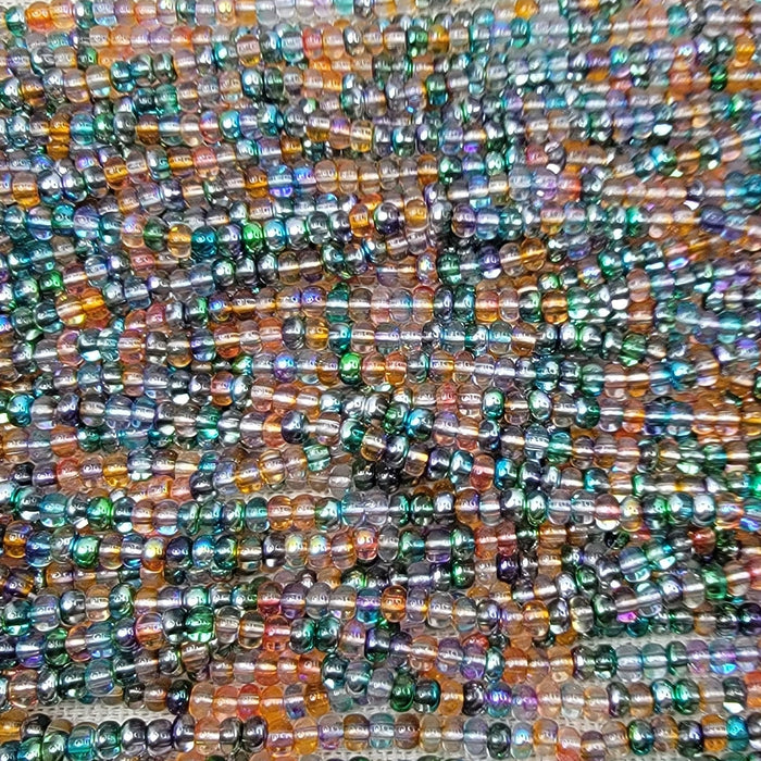 6/0 Transparent Metallic Rainbow Czech Glass Seed Bead Strand (6CW256) - Beads and Babble