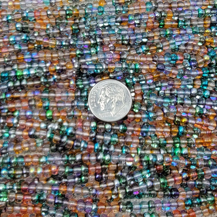 6/0 Transparent Metallic Rainbow Czech Glass Seed Bead Strand (6CW256) - Beads and Babble