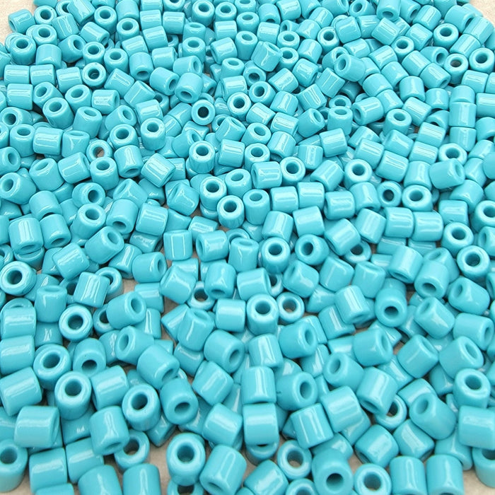 6.2mm Opaque Blue Turquoise Czech Glass Tile Beads 20 Grams (TT21) - Beads and BabbleBeads