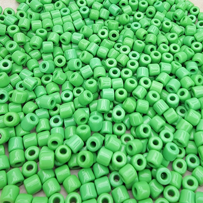 6.2mm Opaque Green Czech Glass Tile Beads 20 Grams (TT20) - Beads and BabbleBeads
