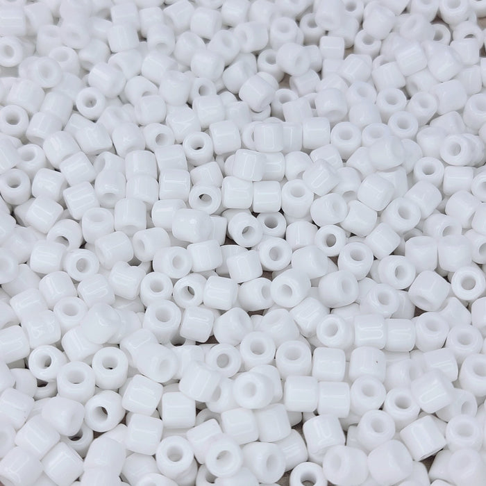 6.2mm Opaque White Czech Glass Tile Beads 20 Grams (TT17) - Beads and BabbleBeads