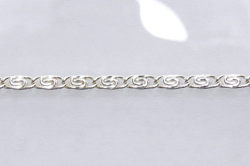 6.5x2.5x1mm Silver Finish Myriad Chain - Sold by the Foot - (CHM26A) - Beads and Babble