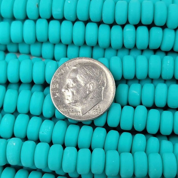 6.5x3mm Opaque Turquoise Polymer Clay Saucer Beads - 15 Inch Strand (CLAY04) - Beads and Babble