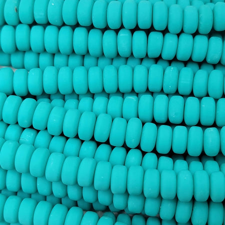 6.5x3mm Opaque Turquoise Polymer Clay Saucer Beads - 15 Inch Strand (CLAY04) - Beads and Babble
