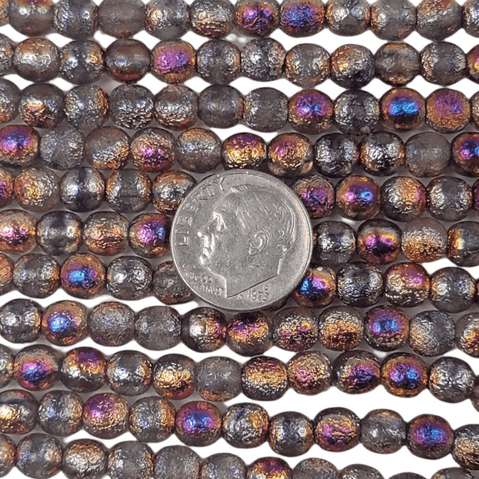 6mm Etched Metallic Crystal Marea Czech Glass Beads - Qty 25 (DW28) - Beads and Babble