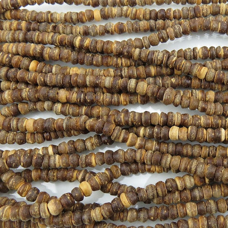 6mm Medium Natural Coconut Rondell Spacer Beads - 16 Inch Strand (NUC13) - Beads and Babble