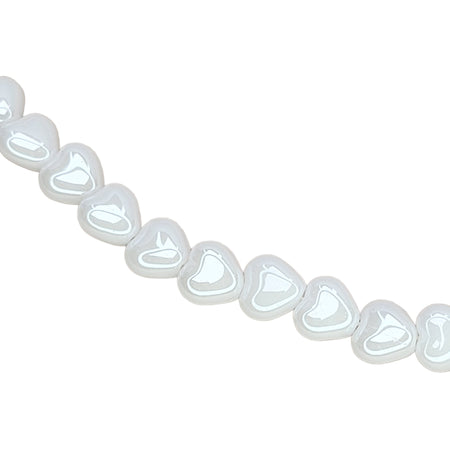 6mm White Pearl Czech Glass Heart Beads - Qty 20 (MISC121) - Beads and BabbleBeads