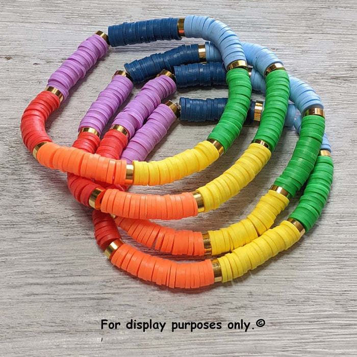 6x1mm Polymer Clay Opaque Dark Color Mix Heishi Beads - 16 Inch Strand (6CLAY03) - Beads and Babble
