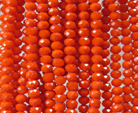 6x4mm Faceted Opaque Orange Chinese Crystal Rondel Beads 9 Inch Strand (6CCS11) - Beads and Babble