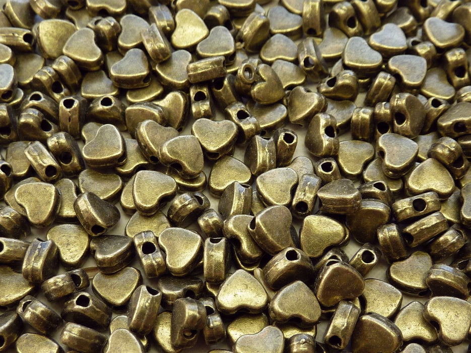 6x5mm (1.5mm hole) Antique Brass Alloy Metal Heart Spacer Beads - Qty 20 (MB178) - Beads and Babble