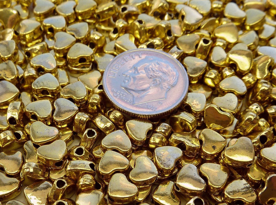 6x5mm (1.5mm hole) Gold Alloy Metal Heart Spacer Beads - Qty 20 (MB176) - Beads and Babble