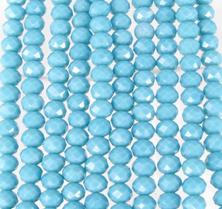 6x5mm Faceted Opaque Blue Turquoise Chinese Crystal Rondel Beads 9 Inch Strand (6CCS16) - Beads and Babble