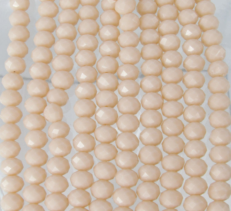 6x5mm Faceted Opaque Cream Chinese Crystal Rondel Beads 9 Inch Strand (6CCS14) - Beads and Babble