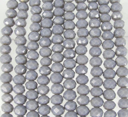 6x5mm Faceted Opaque Light Gray Chinese Crystal Rondel Beads 9 Inch Strand (6CCS18) - Beads and Babble
