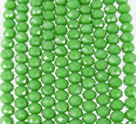 6x5mm Faceted Opaque Olive Green Chinese Crystal Rondel Beads 9 Inch Strand (6CCS24) - Beads and Babble