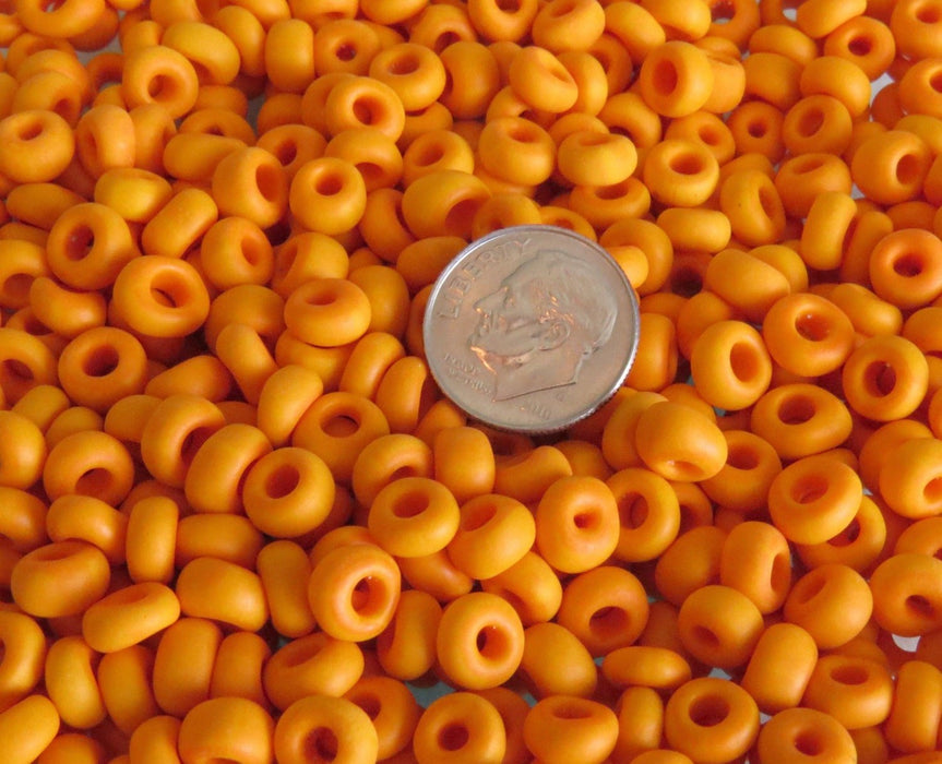 7mm (2mm Hole) Matte Opaque Bright Orange Vintage Italian Murano Glass Seed Beads 20 Grams (AS30) - Beads and Babble