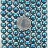 7mm to 8mm Blue Peacock Cultured Freshwater Off Round Pearl Beads - 16 Inch Strand (PRL10) - Beads and Babble
