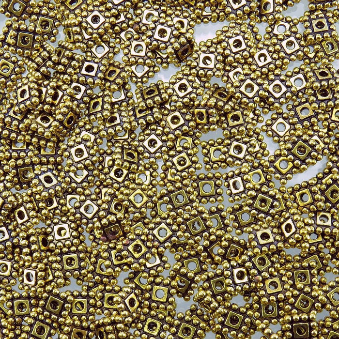 7x2mm Antique Gold Finish Alloy Metal Flat Square Spacer Beads - Qty 20 (MB118) - Beads and Babble