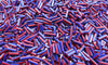 7x2mm Opaque Purple and Red Striped Glass Bugle Beads 40 Grams (C554) - Beads and Babble