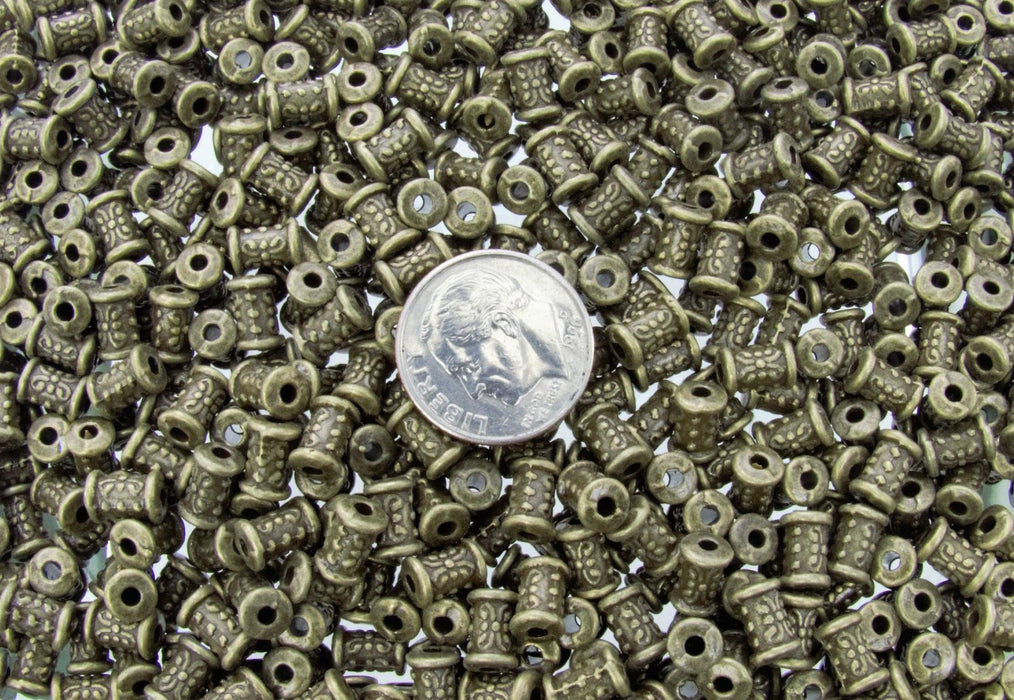 7x5mm (1.50mm hole size) Antique Brass Base Metal Decorative Tube Spacer Beads - Qty 20 (MB170) - Beads and Babble