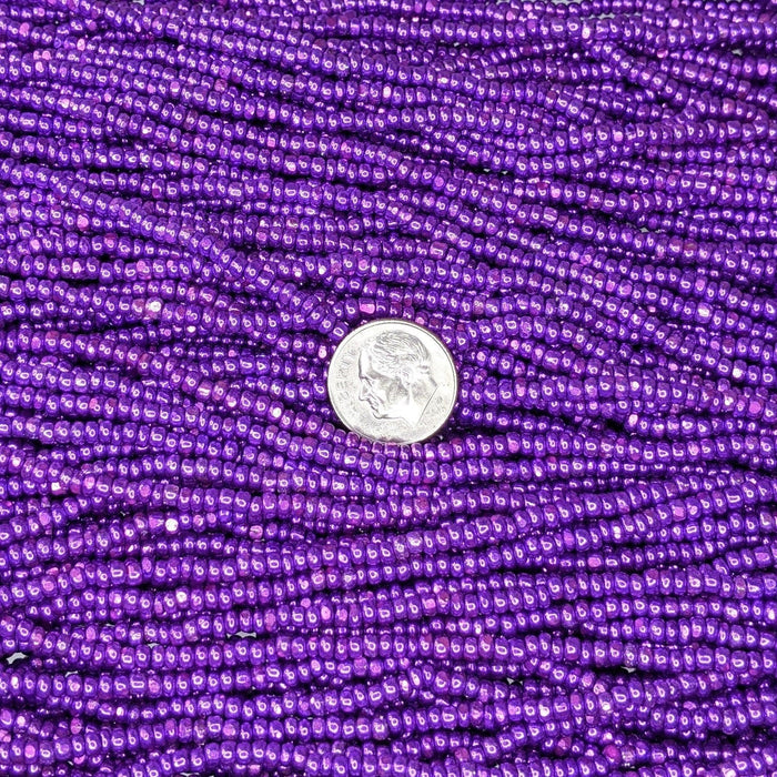 8/0 1 Cut Metallic Purple Czech Glass Charlotte Seed Bead Strand (8CUT30) - Beads and Babble