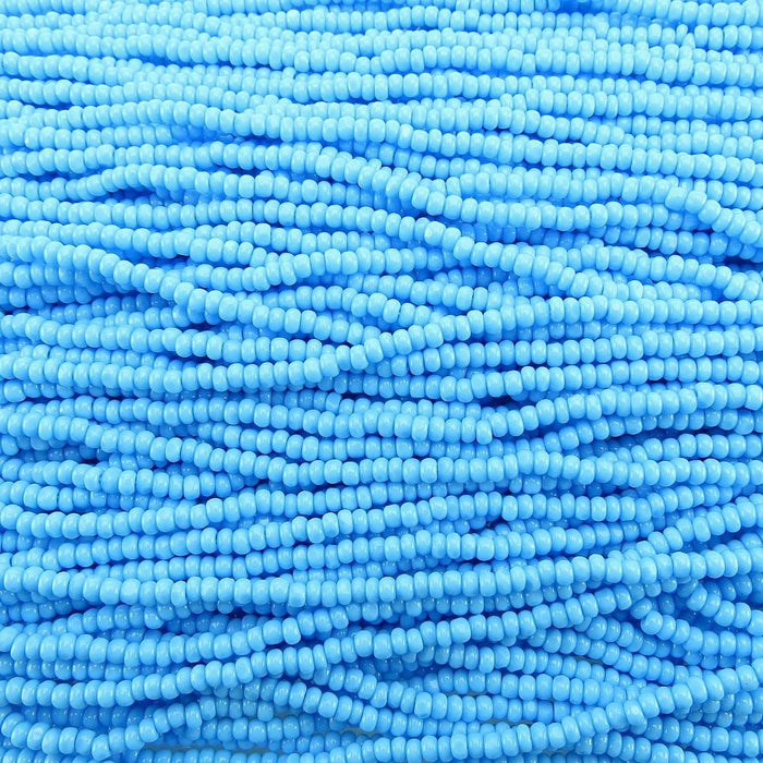8/0 1 Cut Opaque Blue Turquoise Czech Glass Charlotte Seed Bead Strand (8CUT12) SE - Beads and Babble