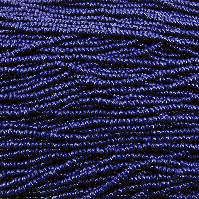 8/0 1 Cut Opaque Dark Blue Czech Glass Charlotte Seed Bead Strand (8CUT16) SE - Beads and Babble