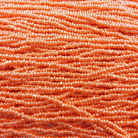 8/0 1 Cut Opaque Orange Luster Czech Glass Charlotte Seed Bead Strand (8CUT8) SE - Beads and Babble