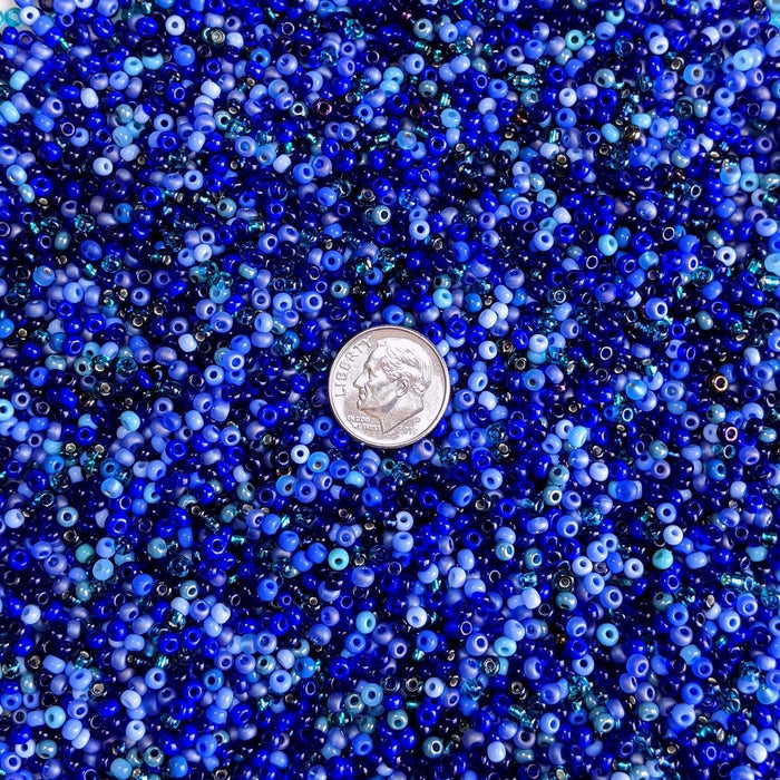 8/0 Denim & Turquoise Czech Glass Seed Bead Mix 10 Grams (8CS154) - Beads and Babble