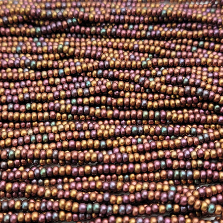 8/0 Matte Metallic Dark Bronze Czech Glass Seed Bead Strand (8CW116) - Beads and BabbleBeads