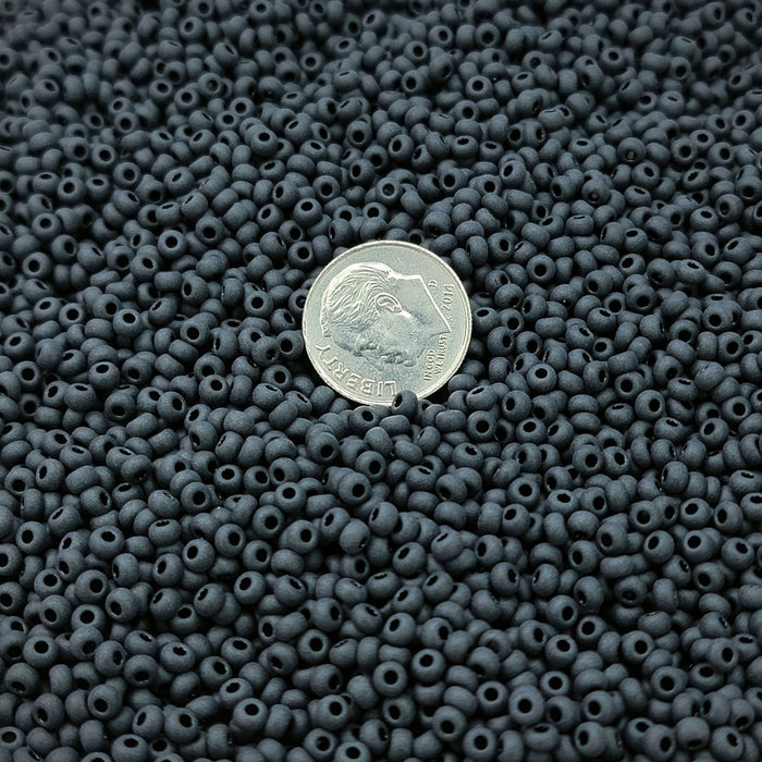 8/0 Matte Opaque Black Czech Glass Seed Beads 10 Grams (8CS167) - Beads and BabbleBeads