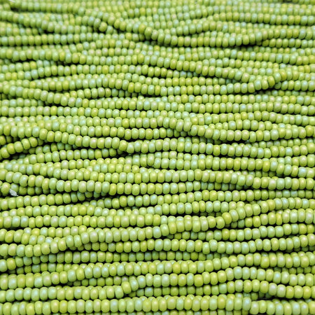 8/0 Matte Opaque Olive AB Czech Glass Seed Bead Strand (8CW114) - Beads and BabbleBeads