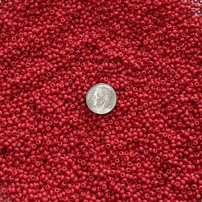 8/0 Matte Opaque Red Czech Glass Seed Beads 10 Grams (8CS135) - Beads and Babble