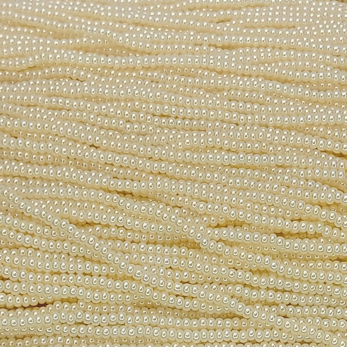 8/0 Natural White Pearl Luster Czech Glass Seed Bead Strand (8CW111) - Beads and BabbleBeads