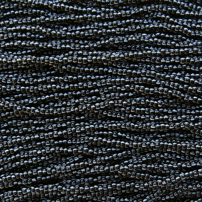 8/0 Opaque Black with White Stripe Czech Glass Seed Bead Strand (CW89) SE - Beads and Babble