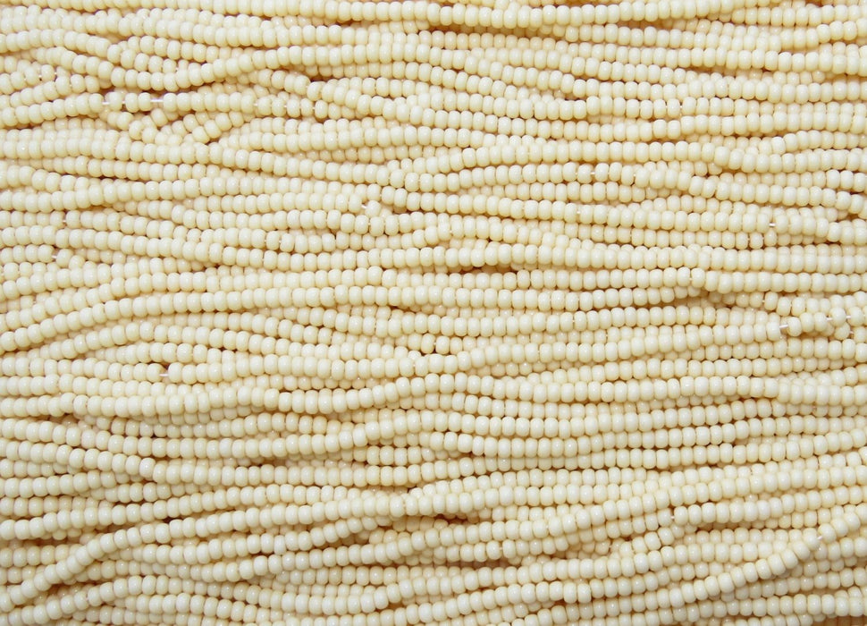 8/0 Opaque Ivory Czech Glass Seed Bead Strand (CW73) - Beads and Babble