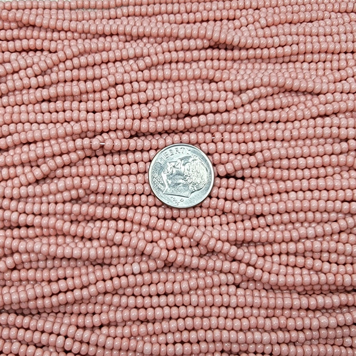 8/0 Opaque Light Rose Terra Colorfast Czech Glass Seed Bead Strand (8CW96) - Beads and Babble