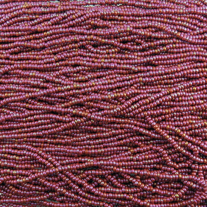 8/0 Opaque Plum AB Czech Glass Seed Bead Strand (CW5) SE - Beads and Babble