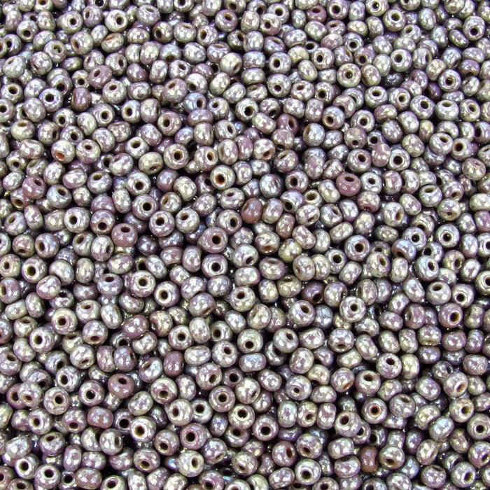 8/0 Opaque Purple Silver Picasso Czech Glass Seed Beads 10 Grams (8CS107) - Beads and Babble
