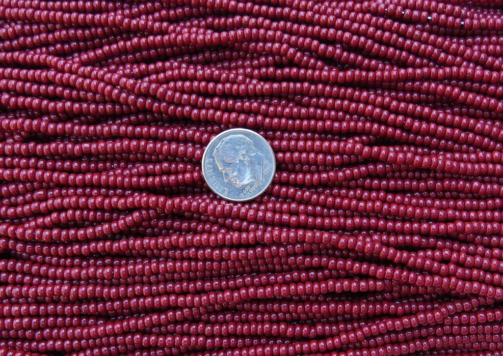 8/0 Opaque Red Mahogany Czech Glass Seed Bead Strand (CW37) SE - Beads and Babble