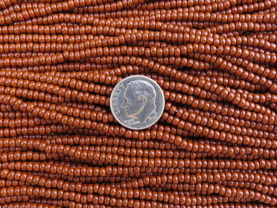 8/0 Opaque Saddle Brown Czech Glass Seed Bead Strand (CW71) SE - Beads and Babble
