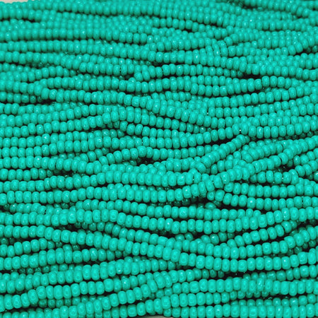 8/0 Opaque Teal Green Terra Intensive Coated Czech Glass Seed Bead Strand (8CW104) - Beads and BabbleBeads