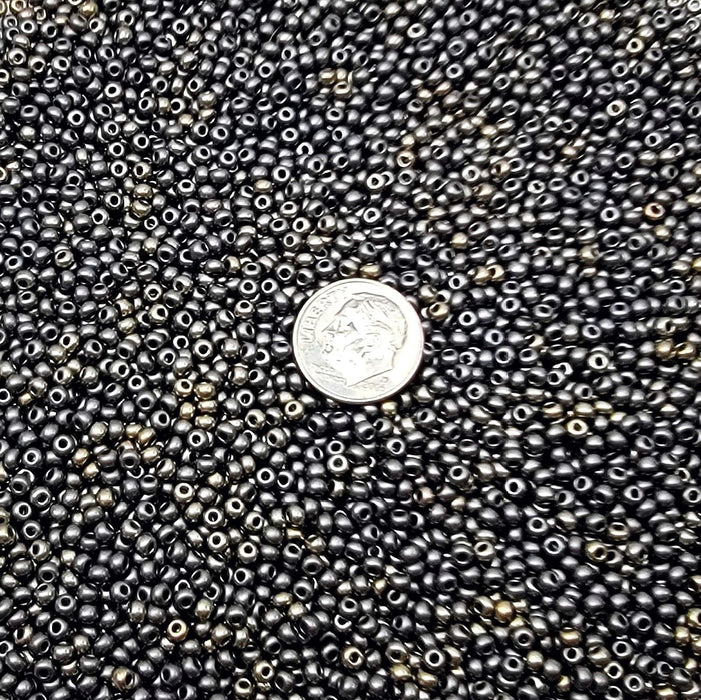 8/0 SILKY Metallic Patina Gray Czech Glass Seed Beads 10 Grams (8CS164) - Beads and Babble