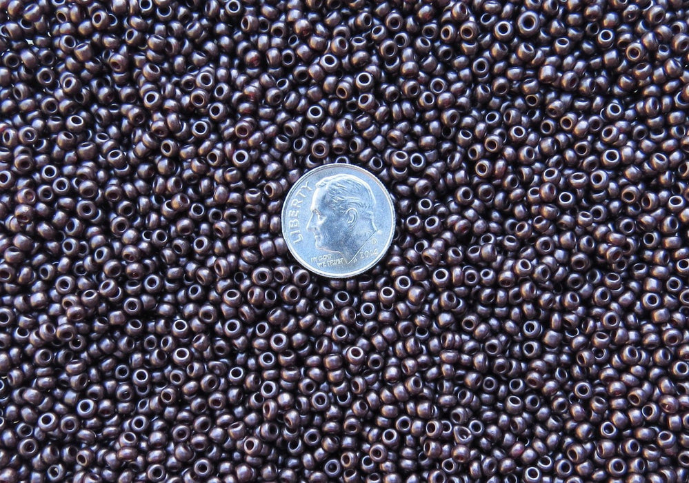 8/0 SILKY Opaque Dark Bronze Czech Glass Seed Beads 10 Grams (8CS137) - Beads and Babble