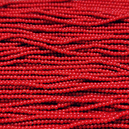 8/0 Transparent Cornelian Red Czech Glass Seed Bead Strand (8CW113) - Beads and BabbleBeads